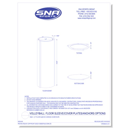 VB26 – 3.5” Floor Sleeve w/ Brass Cover Plate