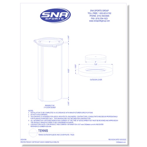 Tennis Outdoor Sleeve and Cover Plate - TN235