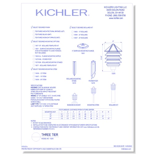 Model: 15205 - Three Tier (Finish Available in AZT, BKT, MST)