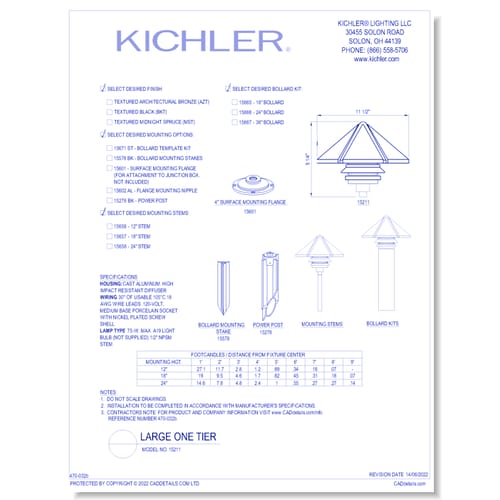 Model:  15211 - Large One Tier (Finish Available in AZT, BKT, MST)