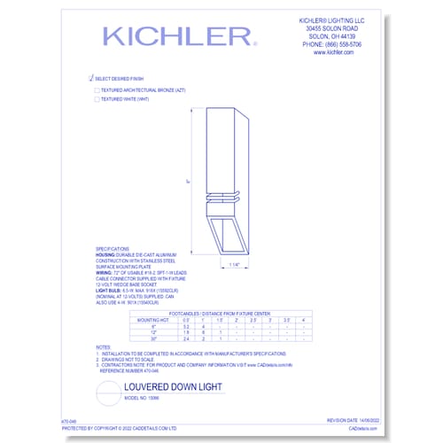 Model:  15066 - Louvered Down Light (Finish Available in AZT, WHT)