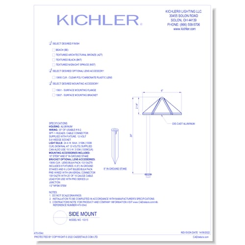 Model:  15315 - Side Mount (Finish Available in AZT, BE, BKT)