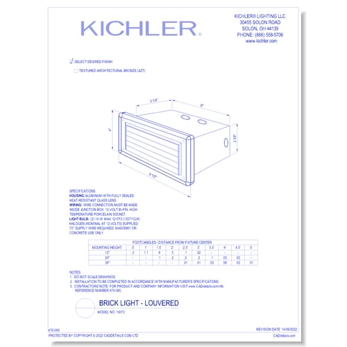 Model:  15073 - Brick Light - Louvered (Finish Available in AZT)