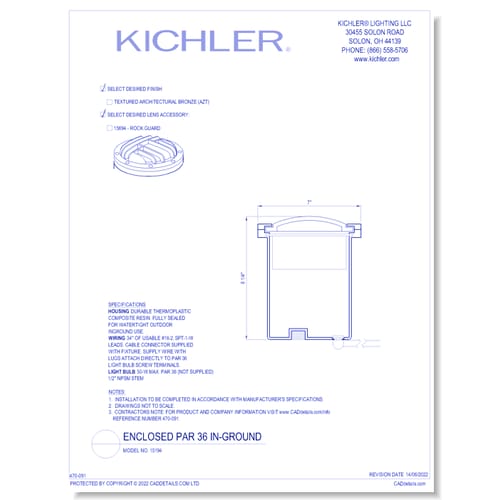 Model:  15194 - Enclosed Par 36 In-Ground (Finish Available in AZT)