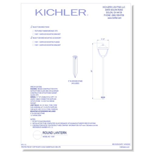 Model:  15367 - Round Lantern (Finish Available in TZT)