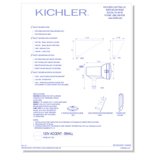 Model: 15231 - 120V Accent - Small (Finish Available in AZT, BKT)