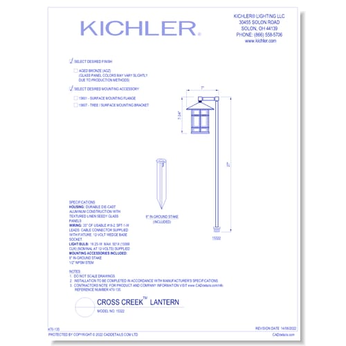 Model:  15322 - Cross Creek™ Lantern (Finish Available in AGZ)