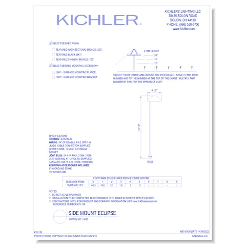 Model:  15423 - Side Mount Eclipse™ (Finish Available in AZT, BKT, TZT)