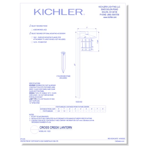 Model:  15232 - Cross Creek Lantern (Finish Available in AGZ)