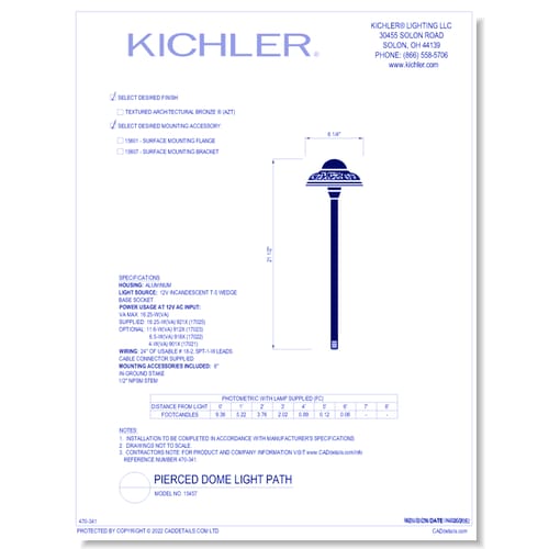 Model:  15457 - Pierced Dome Path & Spread Light (Finish Available in AZT)
