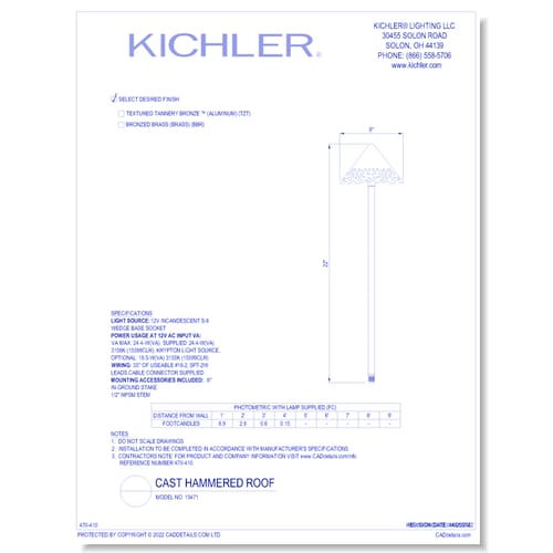 Model:  15471 - Cast Hammered Roof (Finish Available in BBR, TZT)