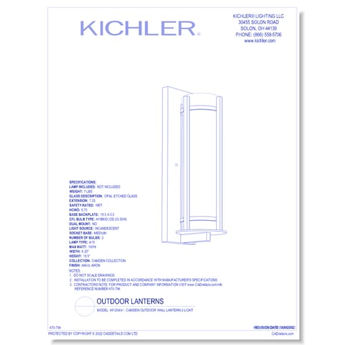 Model: 49120AVI - Camden Outdoor Wall Lantern 2-Light