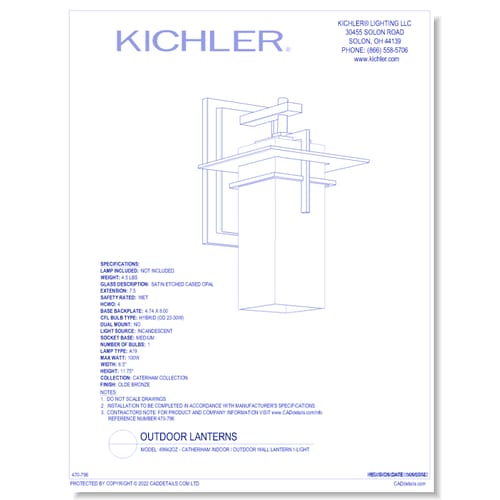 Model: 49642OZ - Catherham Indoor / Outdoor Wall Lantern 1-Light
