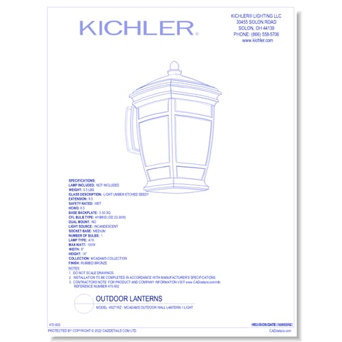 Model: 49271RZ - McAdams Outdoor Wall Lantern 1-Light