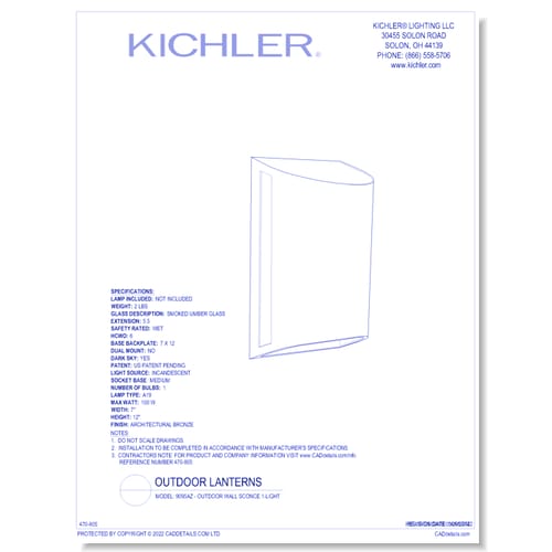 Model: 9095AZ - Outdoor Wall Sconce 1-Light