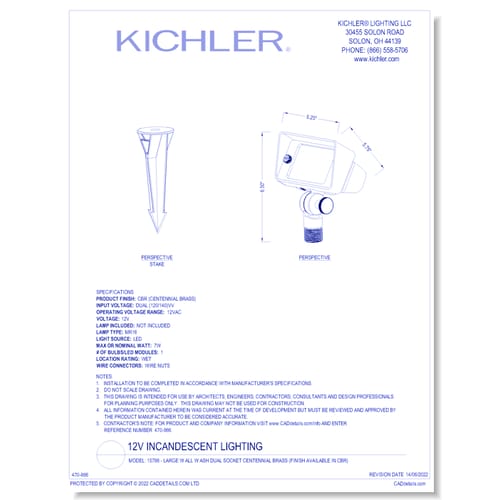 Model:  15786 - Large W all W ash Dual Socket Centennial Brass (Finish Available in CBR)