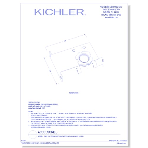 Model:  15489 - Gutter Mount Bracket (Finish Available in CBR)