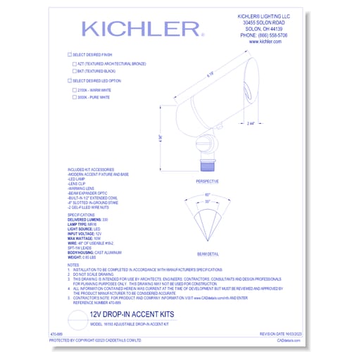 Model: 16193 - Available in BKT (Textured Black) and AZT (Textured Architectural Bronze) Adjustable Drop-In Accent Kit, MR16 bi-pin lamp. (New Item #’s 16193AZT, or BKT)