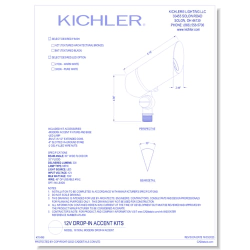 Model: 16193NL - Available in BKT (Textured Black) and AZT (Architectural Bronze) Modern Drop-In Accent, MR16 bi-pin lamp. (New Item #’s 16193AZTNL, or BKTNL)