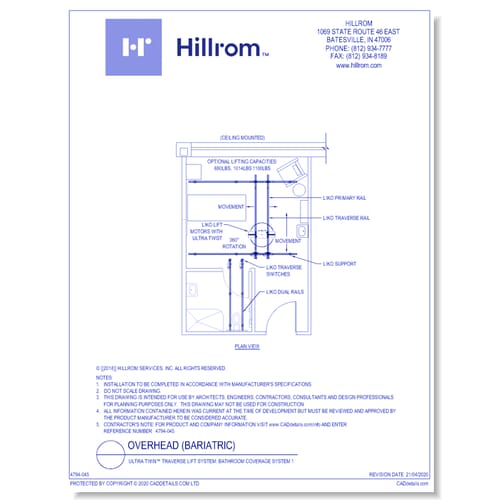 Ultra Twin™ Traverse Lift System: Bathroom Coverage System 1