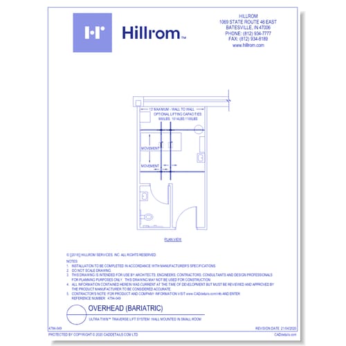 Ultra Twin™ Traverse Lift System: Wall Mounted in Small Room