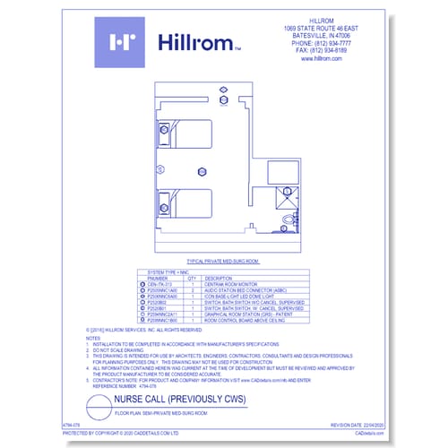 Floor Plan: Semi-Private Med-Surg Room
