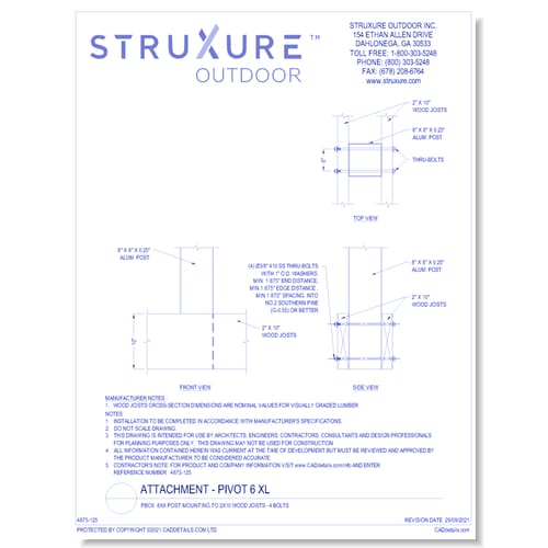 PBC6: 8 x 8 Post Mounting To 2 x 10 Wood Joists - 4 Bolts