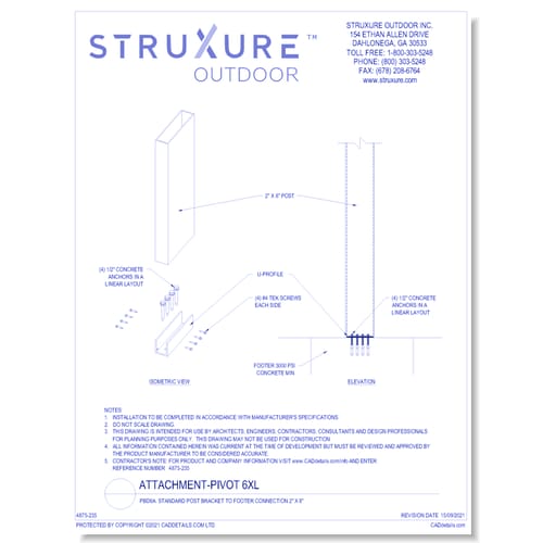 PBD6A: Standard Post Bracket To Footer Connection 2" X 8"