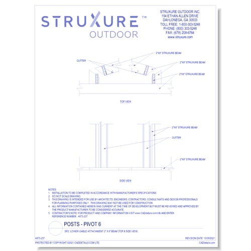 SP2: Lower Gable Attachment 2" X 8" Beam (Top & Side View)