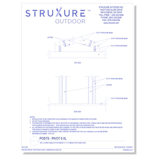 SP4: Lower Gable Attachment 2" X 10" Beam (Top & Side View)