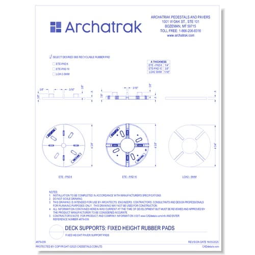 Fixed Height Paver Support Pads