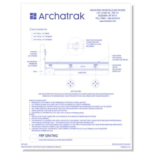 FRP Grating - Elevated Porcelain & Stone Deck Support