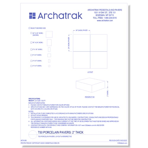 T50 Porcelain Pavers: 2" Thick
