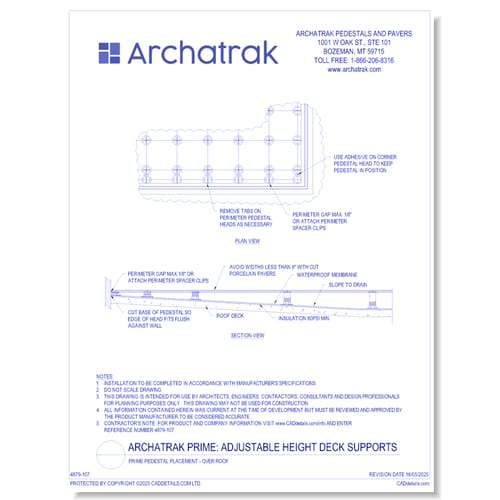 Pedestal Placement - At Roof Parapet Walls