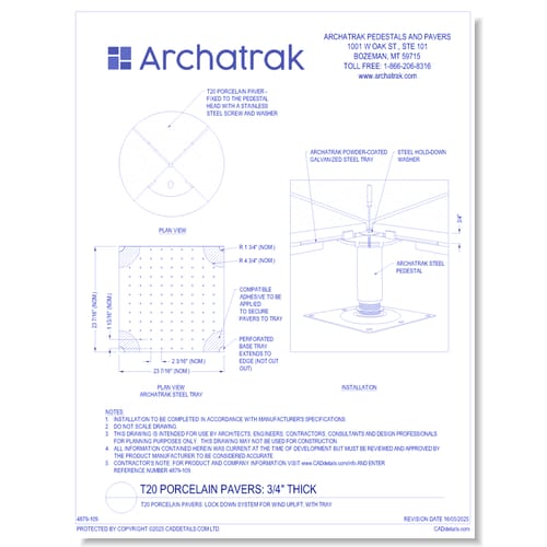 T20 Porcelain Pavers: Lock Down System for Wind Uplift, With Tray