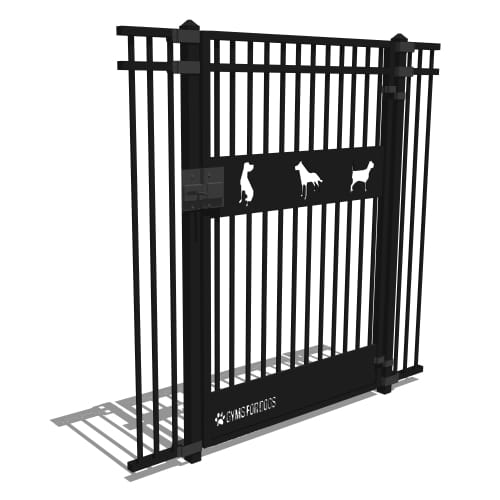preview of Gyms For Dogs - Doggie DVR Series Fence - Decorative Vertical Rail / Architectural Style Dog Park Fence - Doggie Entrance Gate with Self-Close Hinge and Latch