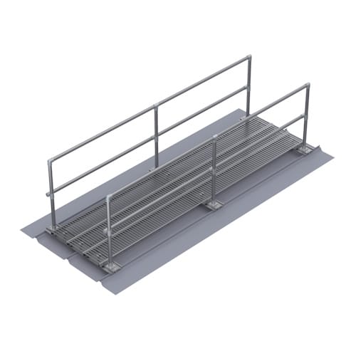 36" Wide Metalwalk®, 2 Sided Handrail, S-5™ Clamp, 16" - 18" Vertical SSR, Parallel