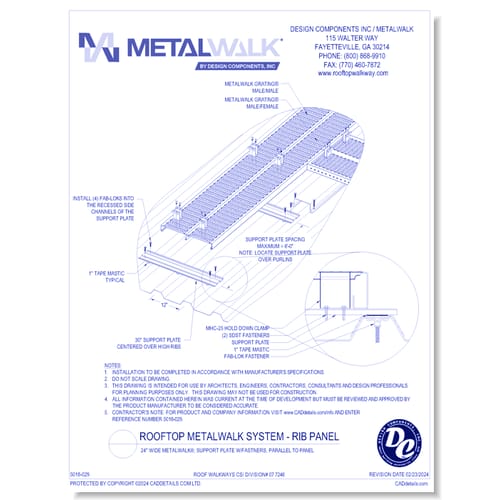 24” Wide Metalwalk®, No Handrail, FAB-LOK®, Parallel
