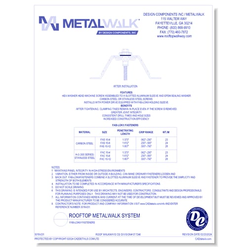 FAB-LOK® Fastener Detail 
