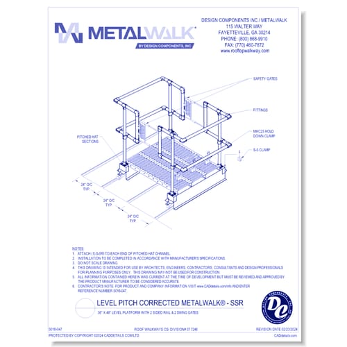 36” x 48” Level Platform With 2 Sided Rail & 2 Swing Gates