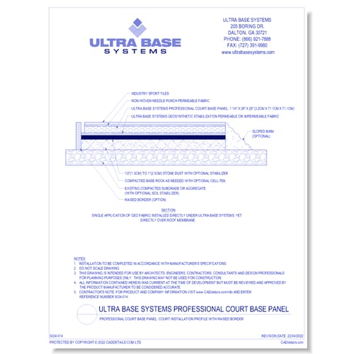 Professional Court Base Panel: Court Installation Profile with Raised Boarder