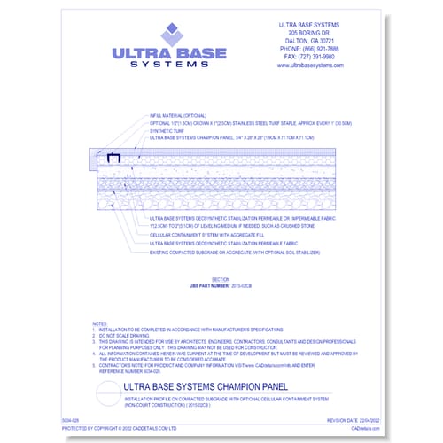 Champion Panel: Installation Profile on Compacted Subgrade with Optional Cellular Containment System  (Non-Court Construction) ( 2015-02CB )