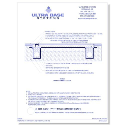 Champion Panel: Installation Profile with Perimeter Drainage System over an Impermeable Base ( 2015-04CB )