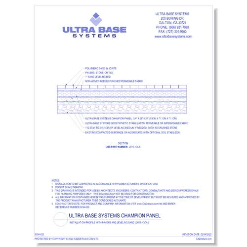Champion Panel: Installation Profile with Pavers and Leveling Sand ( 2015-13CA )