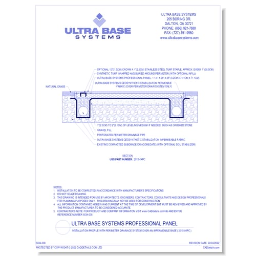 Professional Panel: Installation Profile with Perimeter Drainage System Over an Impermeable Base ( 2015-04PC )