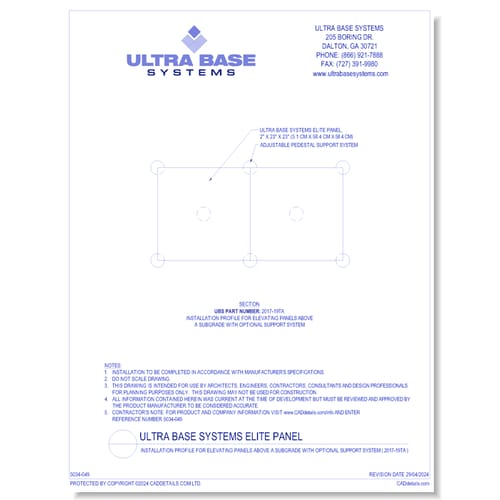 Elite Panel: Installation Profile for Elevating Panels Above a Subgrade with Optional Support System ( 2017-19TA )