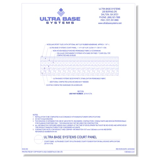 Court Panel: UltraBase Court Or UltraBase Court Foundation For Ball Bounce Applications ( 2019-01CTA )