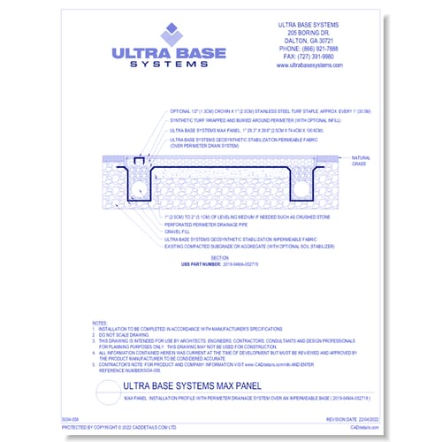 MAX Panel: Installation Profile with Perimeter Drainage System over an Impermeable Base ( 2019-04MA-052719 )