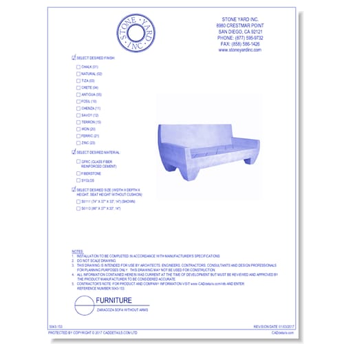Zaragoza Sofa Without Arms