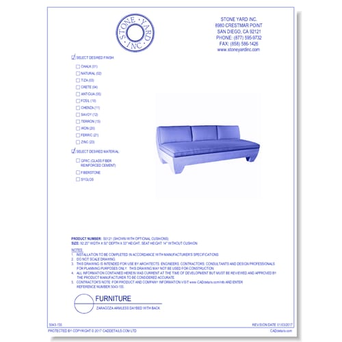 Zaragoza Armless Daybed With Back